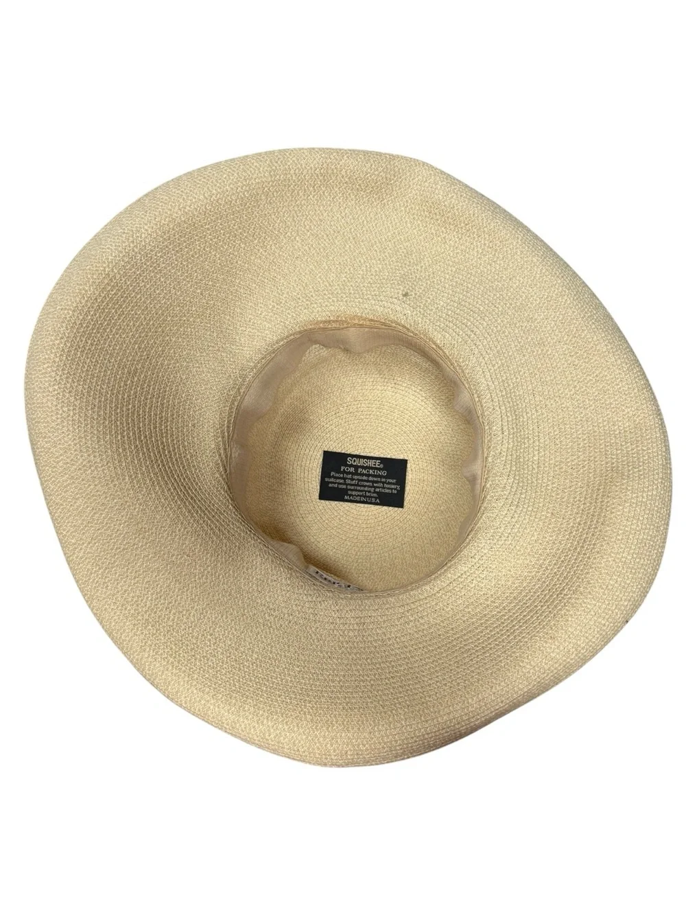 Eric Javits Wide-Brim Straw Sun Hat Pale Yellow 17” diameter - Picture 8 of 9